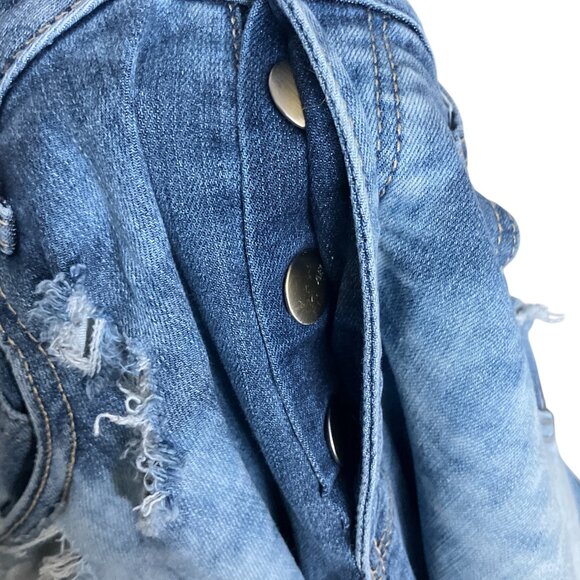 American Eagle 12 Regular Distressed Ripped Bleached Super Stretch Tomgirl Jeans - Picture 3 of 5